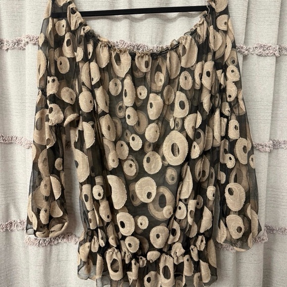 Mechant Boho Chic Flowy Graphic Print See Through Fairy Top-SIZE XL - Picture 2 of 7